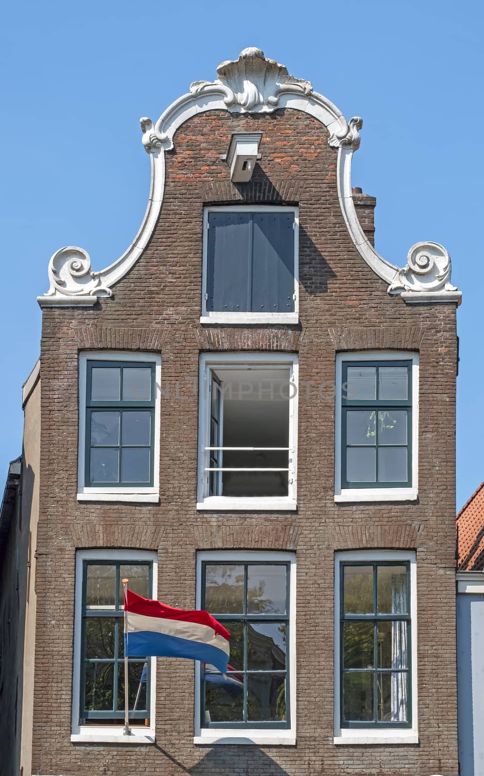 Medieval facades at the Prinsengracht in Amsterdam Netherlands at Kingsday