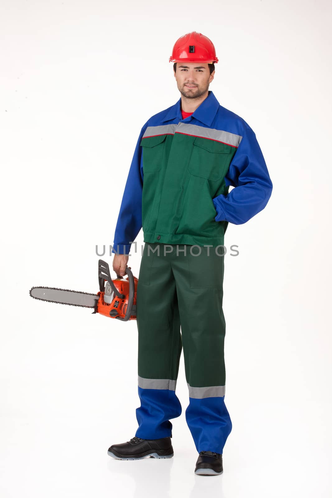 Young man in the uniform on isolated background