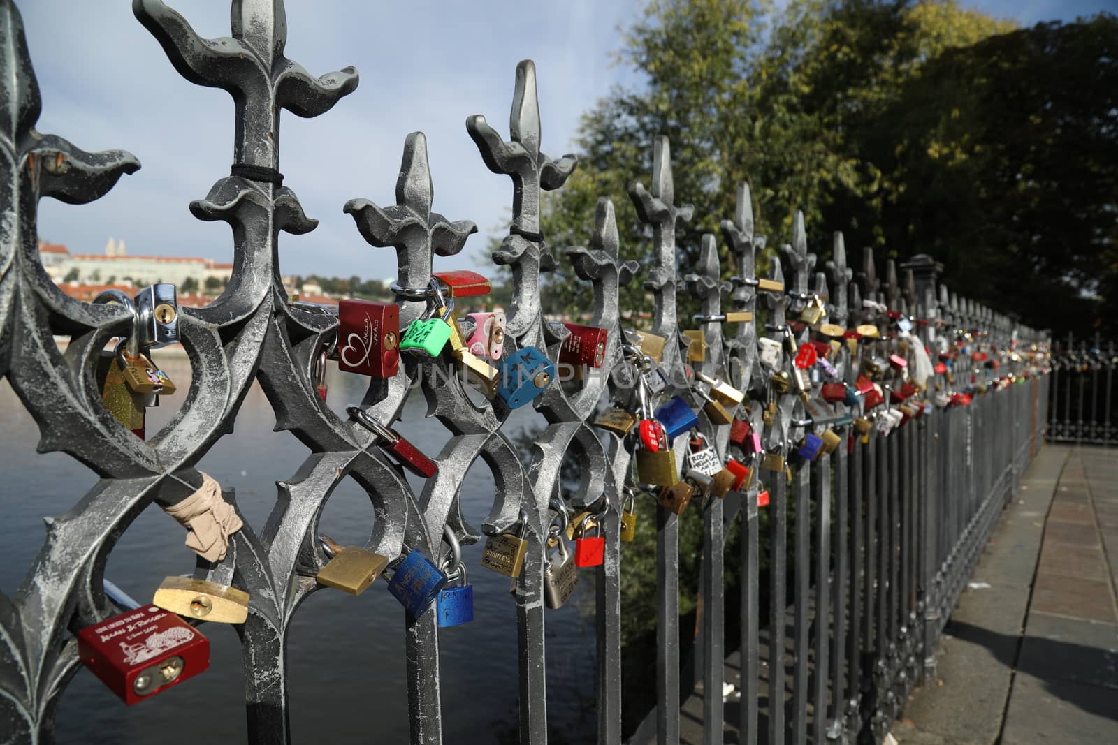 Lovers Locks On Historical River Bridge