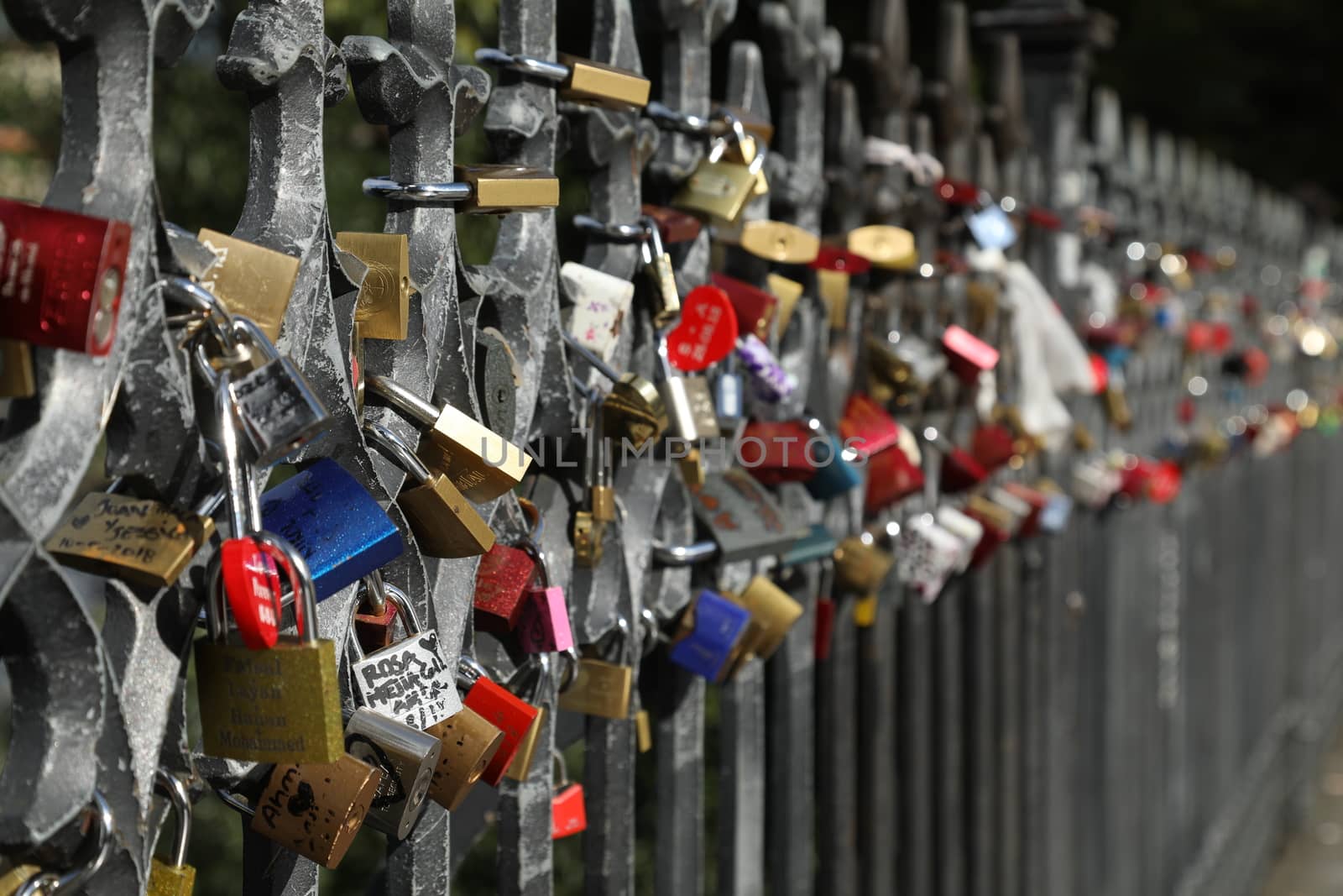 Lovers Locks On Historical River Bridge