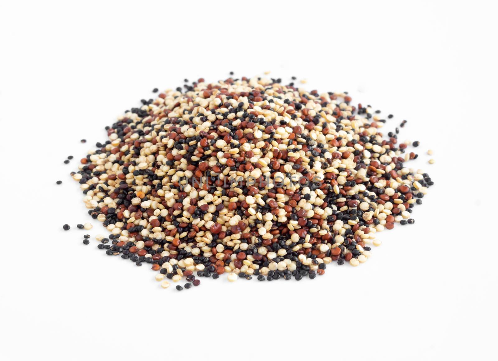 Closeup quinoa isolated on white background, health care concept