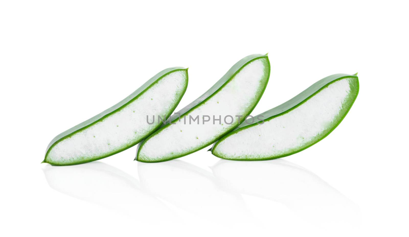 Aloe vera with slice isolated on white background, herb and medical
