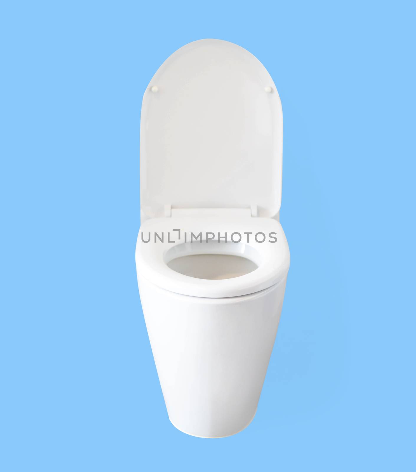 Closeup toilet bowl isolated on blue background by pt.pongsak@gmail.com