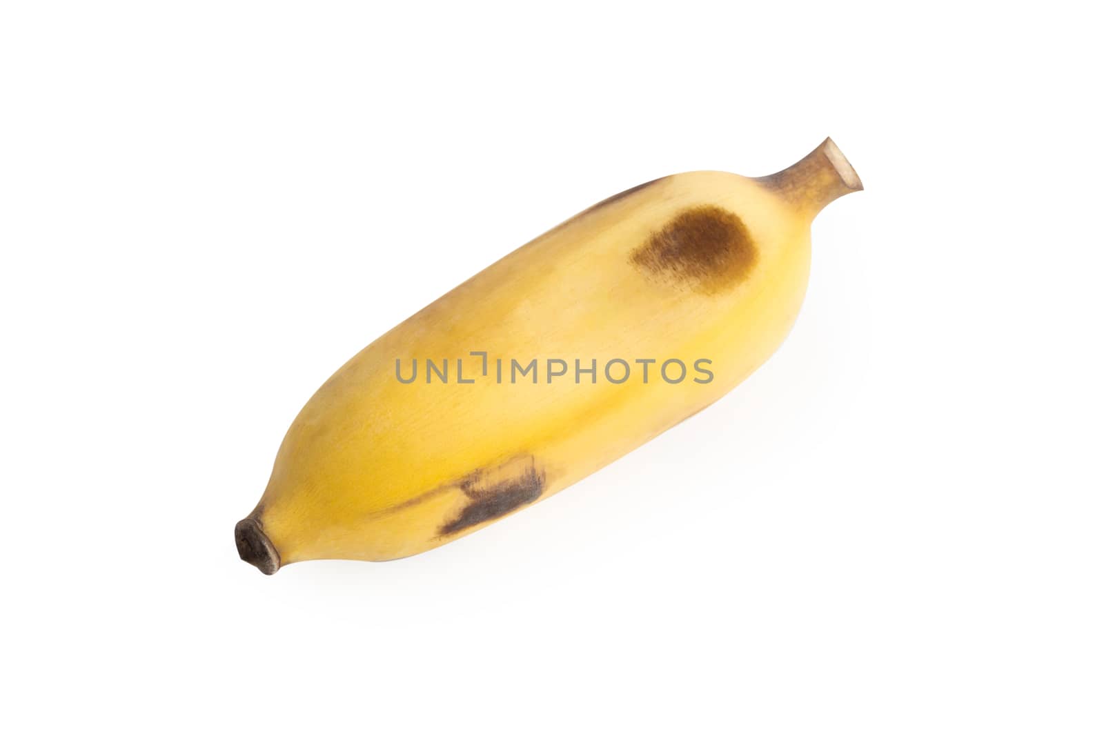 Ripe banana branch isolated on white background