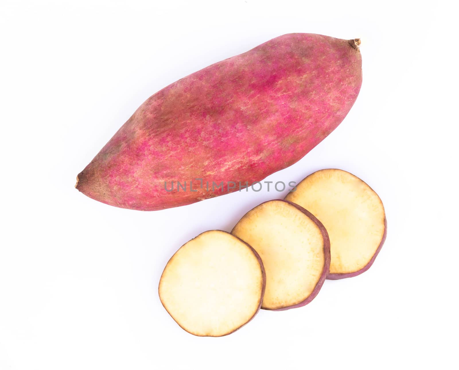 Raw sweet potato isolated on white background, healthy food concept
