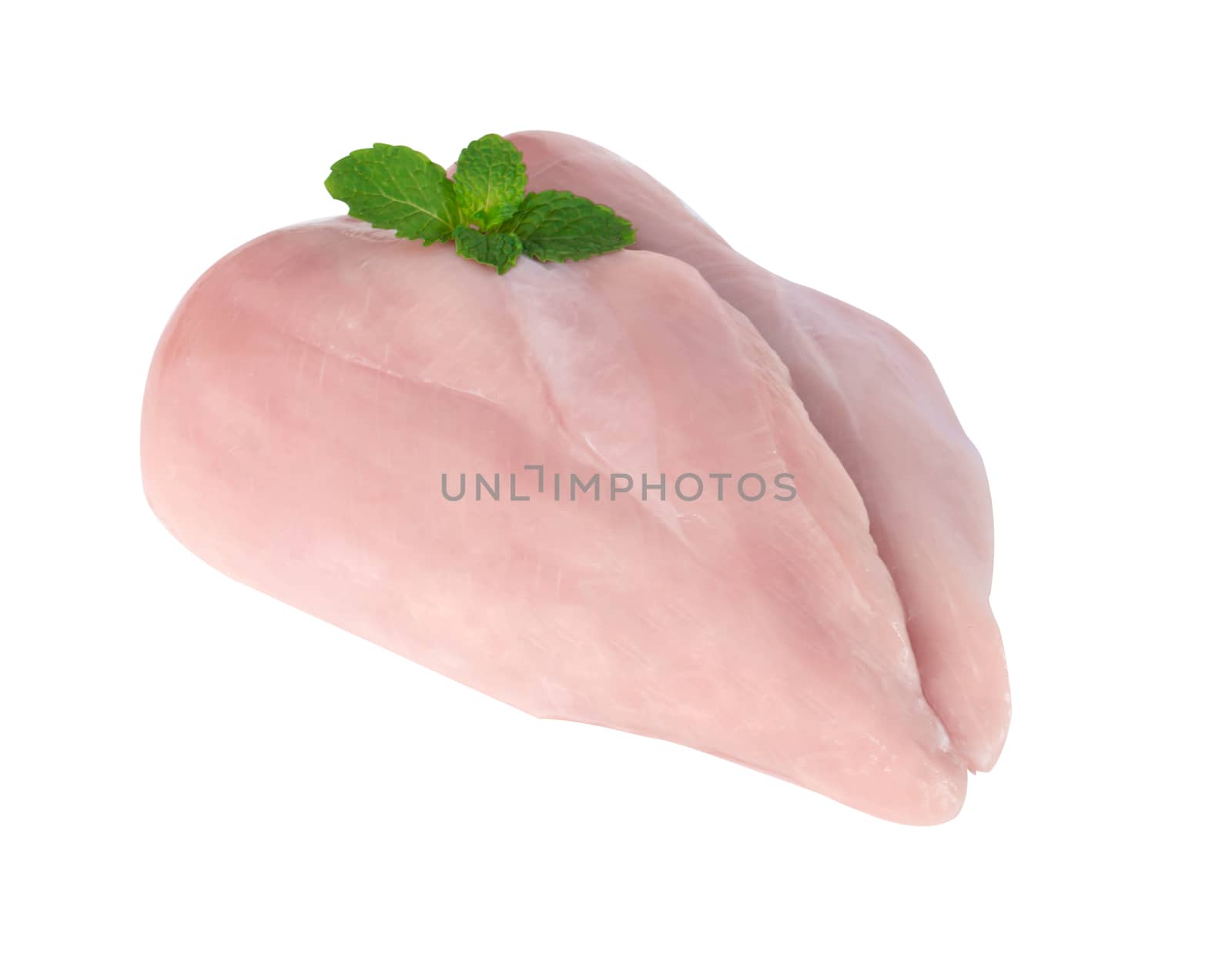 Raw chicken breast isolated on white background, ingredient for make cooking
