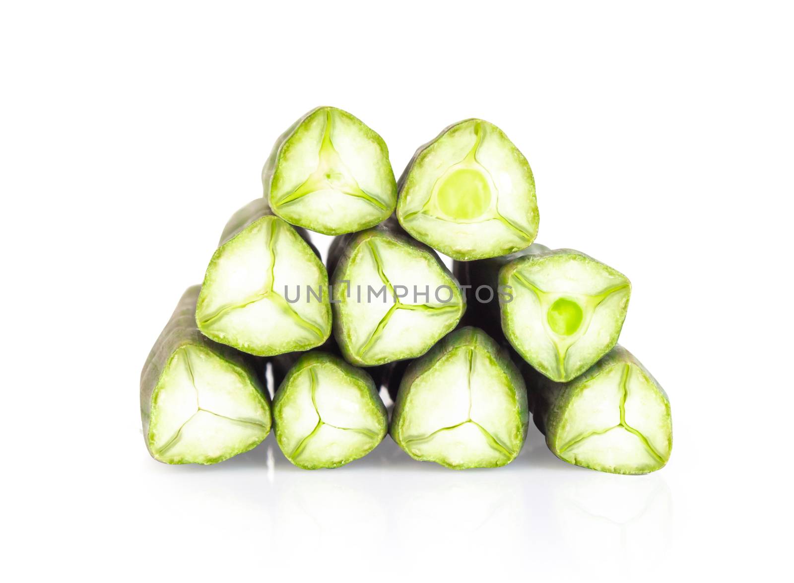 Moringa pods isolated on white background, herb and medical concept