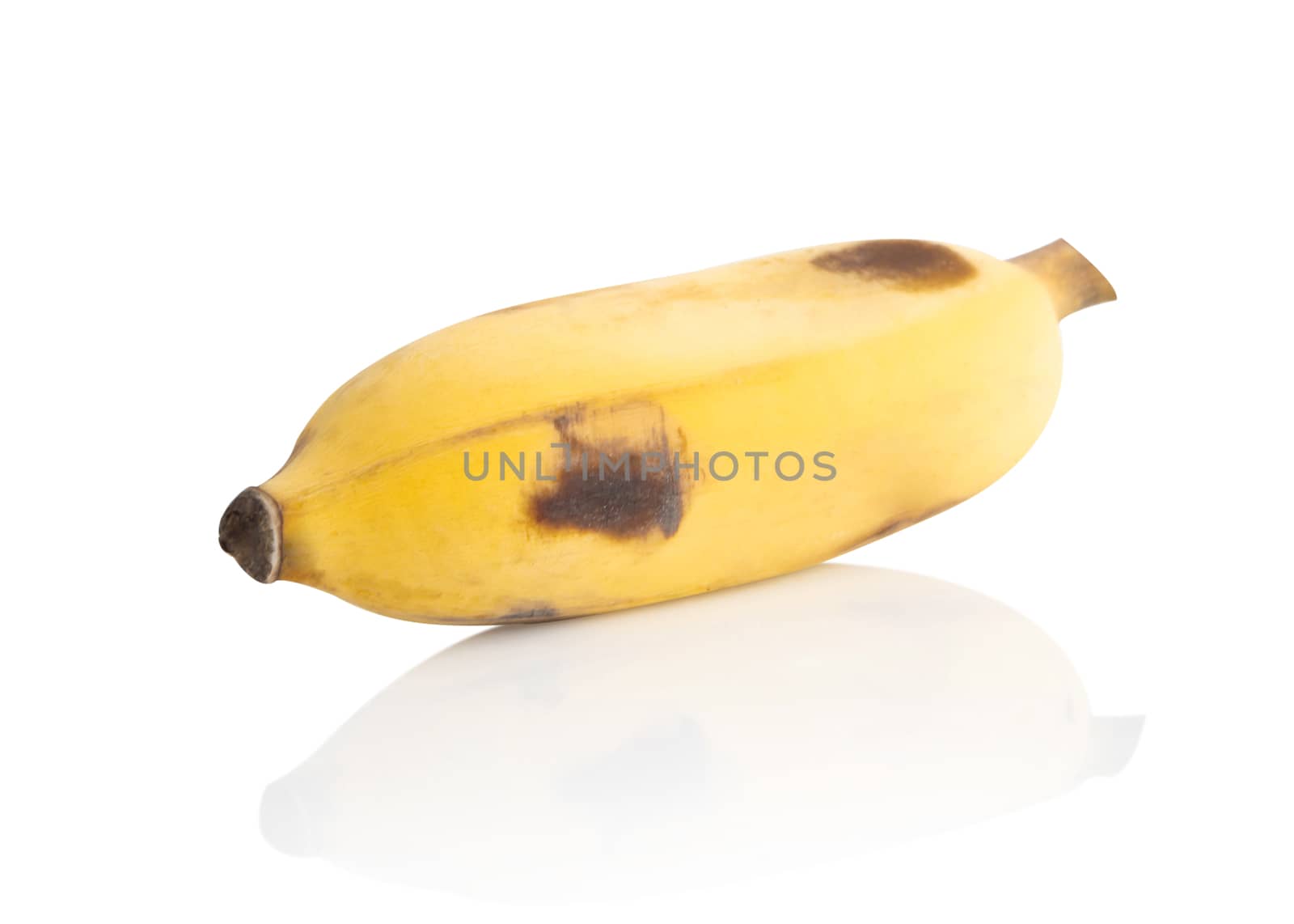 Ripe banana branch isolated on white background