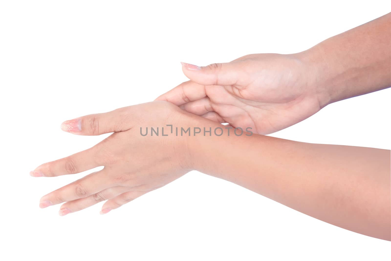 Closeup woman's hand washing with soap on white background, heal by pt.pongsak@gmail.com