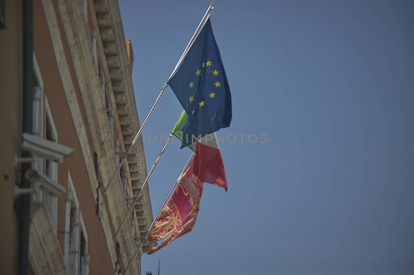 European and Italian flag on the building by pippocarlot