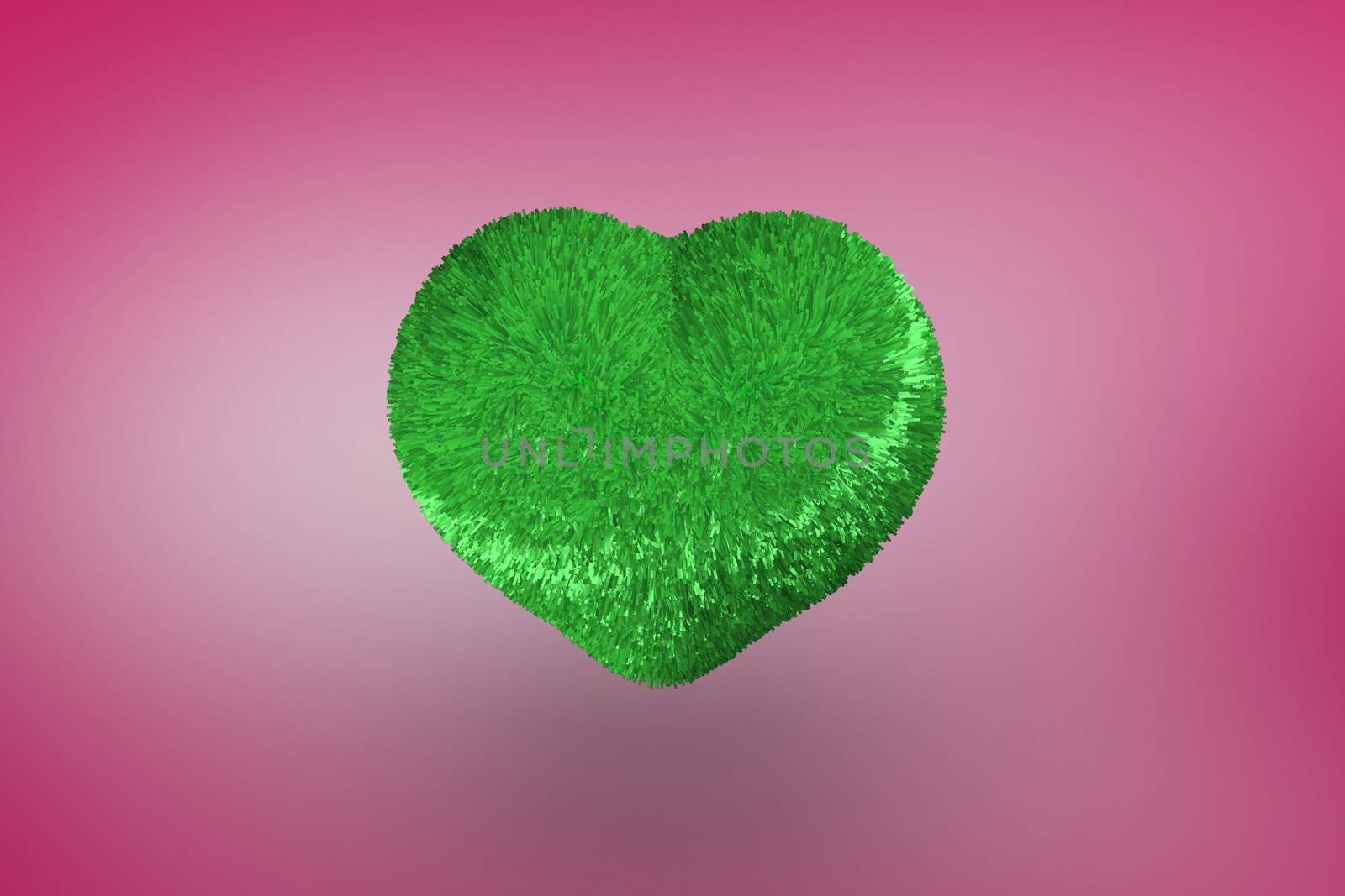 Green heart against pink vignette