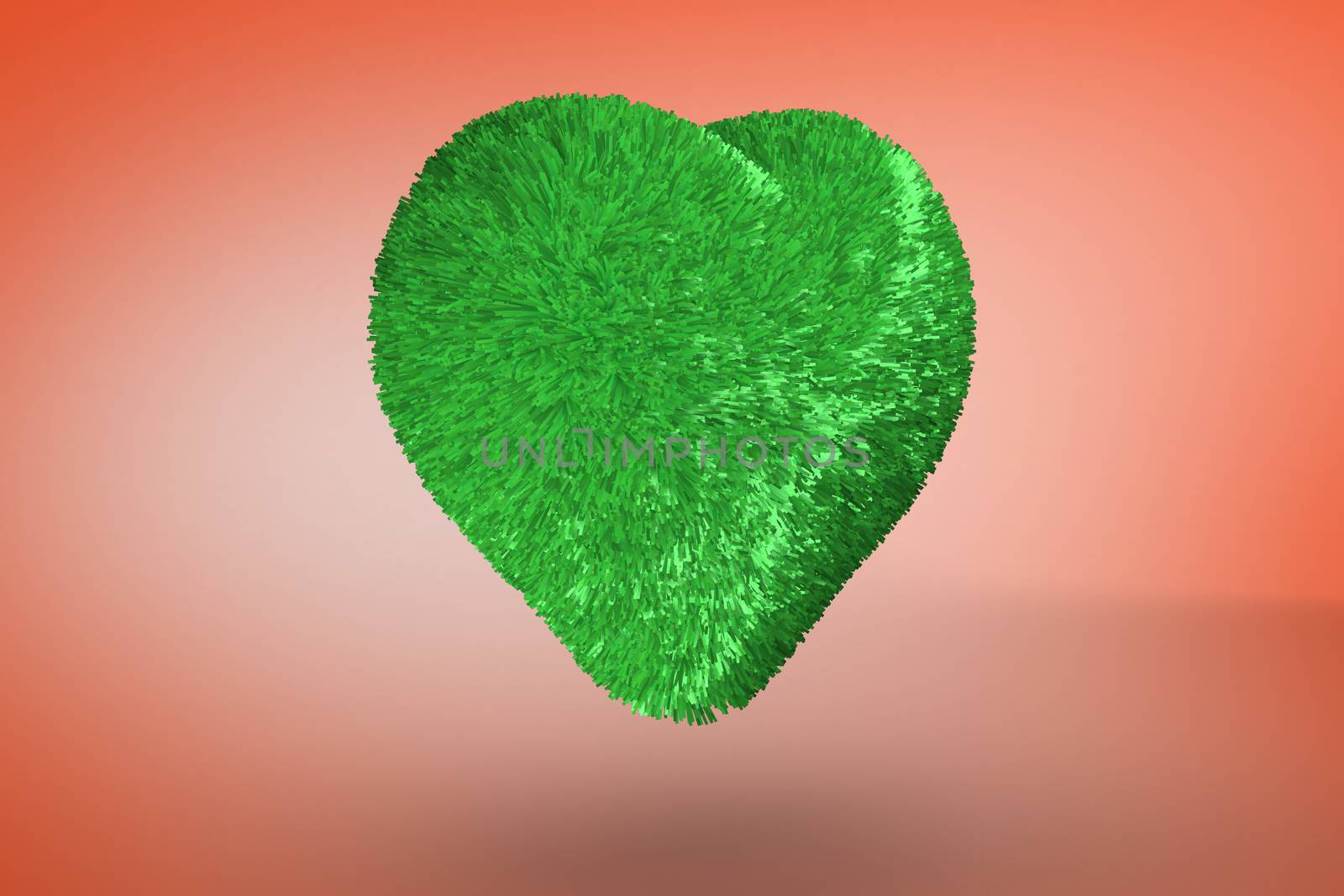 Green heart against orange