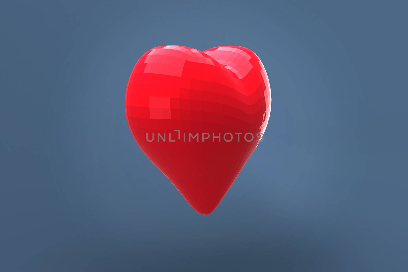 Red heart against blue