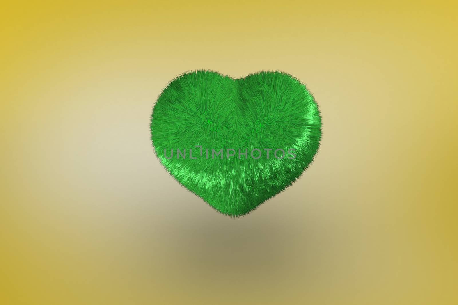 Green heart against yellow vignette