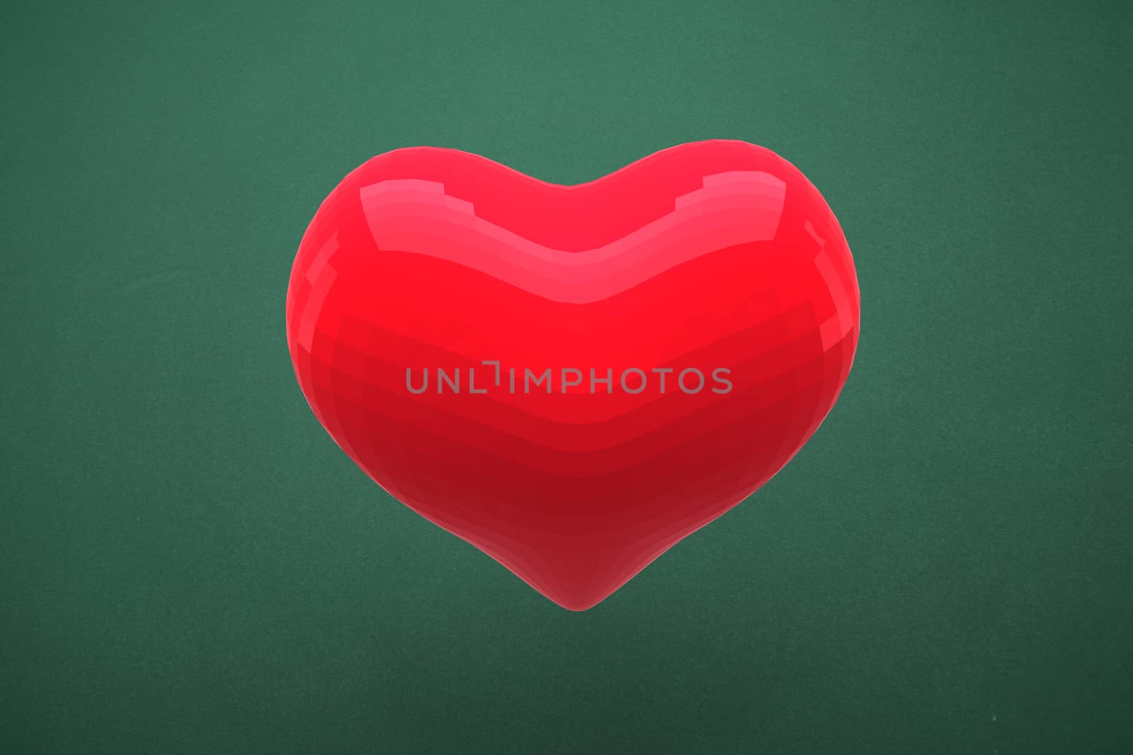 A Red heart against green