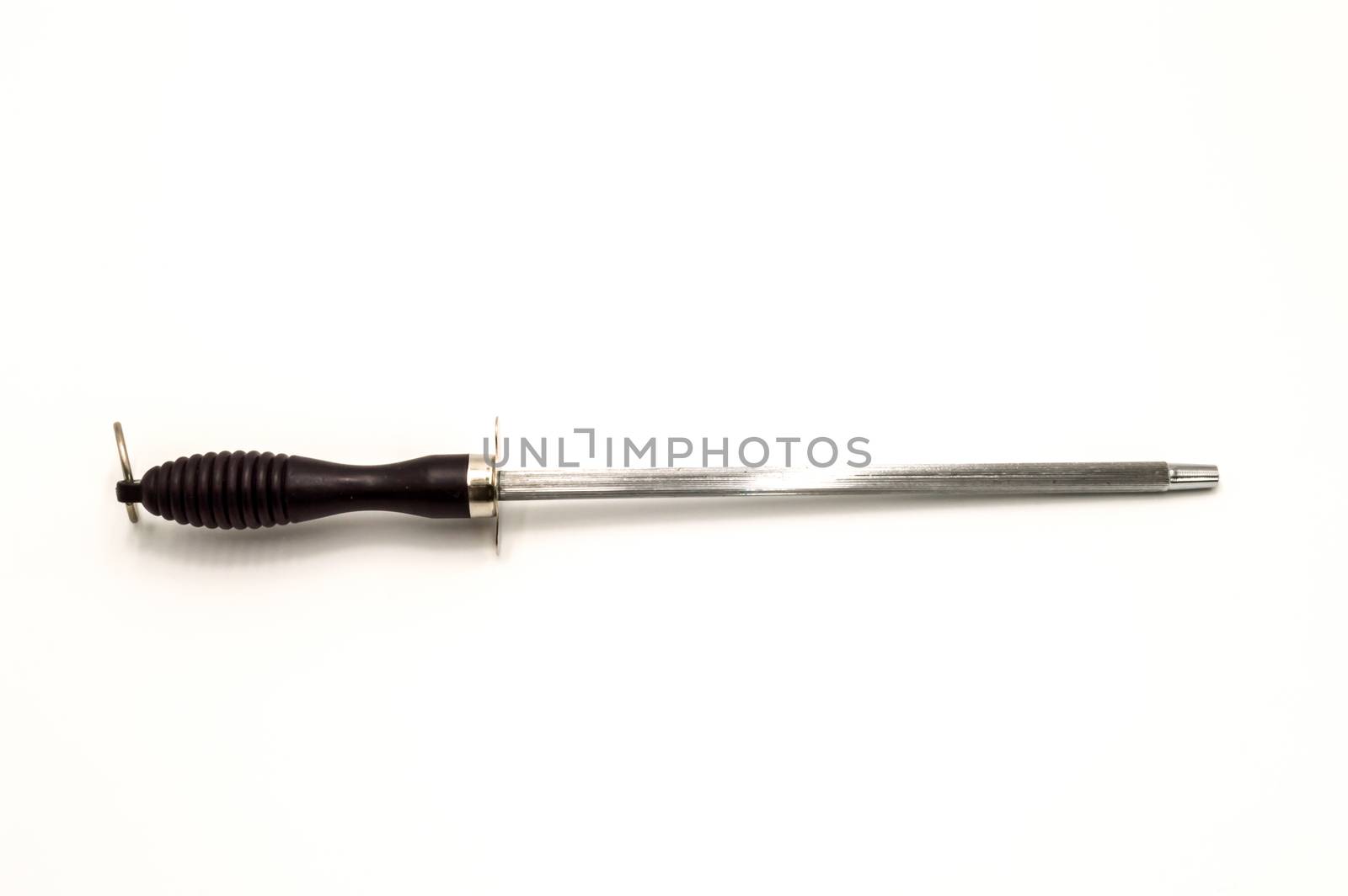 Knife sharpener with a black handle isolated on a white background