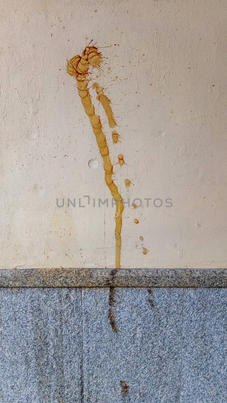 Large Coffee stain on light building wall by Wierzchu