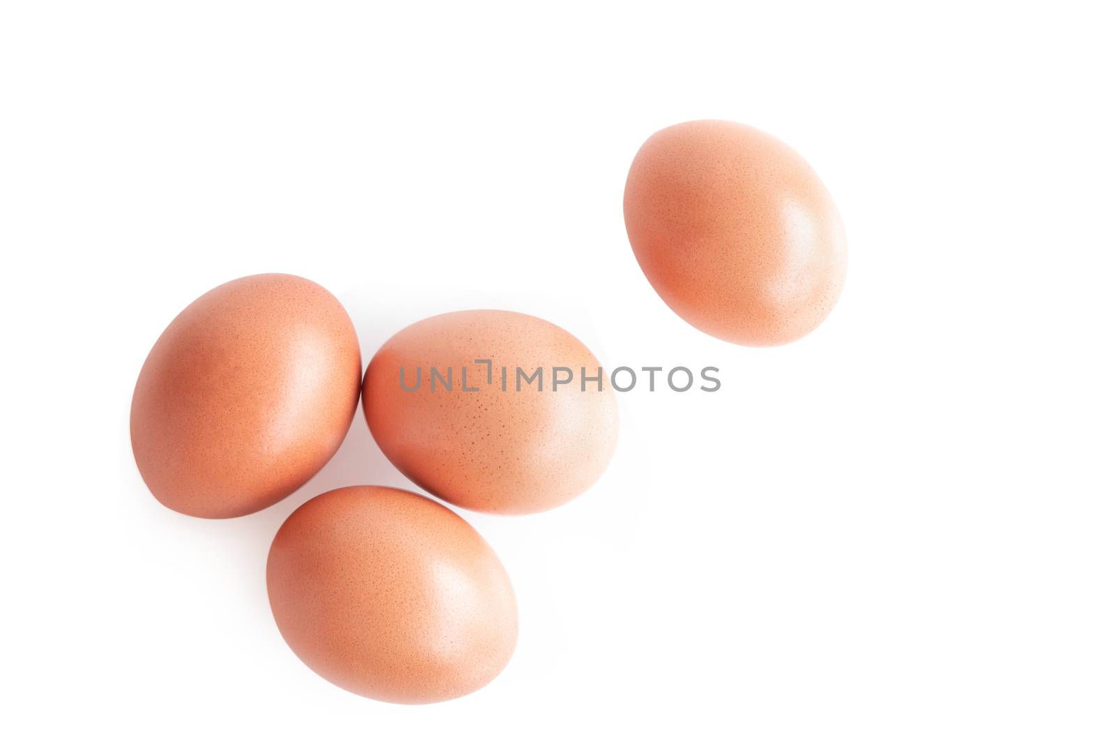 Raw chicken eggs on white background with clipping path