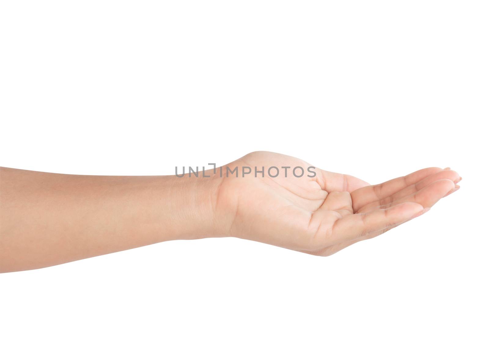 Empty hand holding something isolated on white background for ad by pt.pongsak@gmail.com