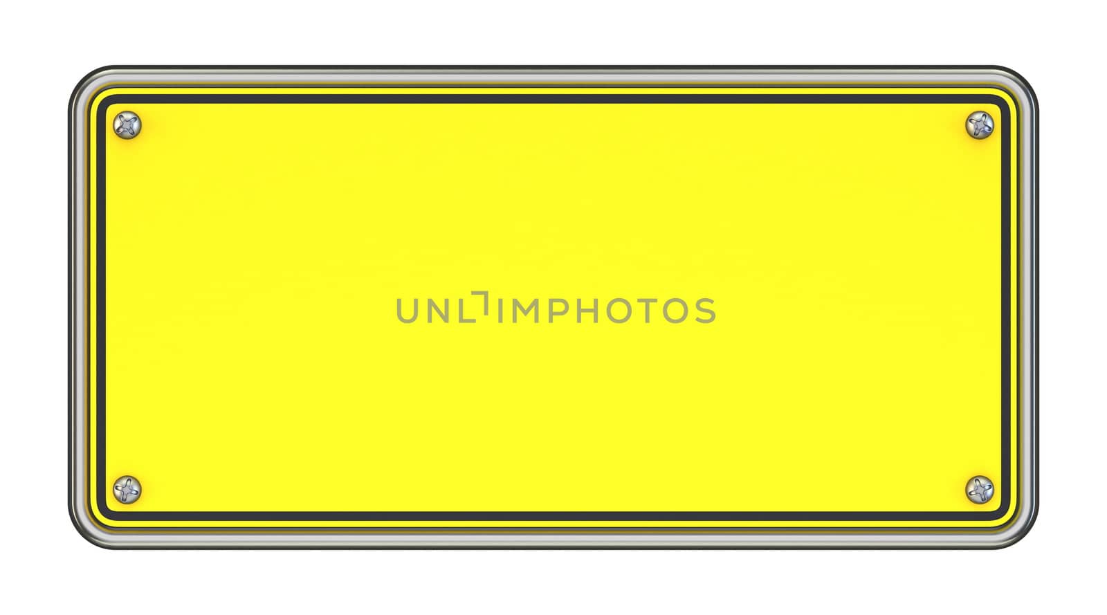 Yellow blank sign 3D render illustration isolated on white background