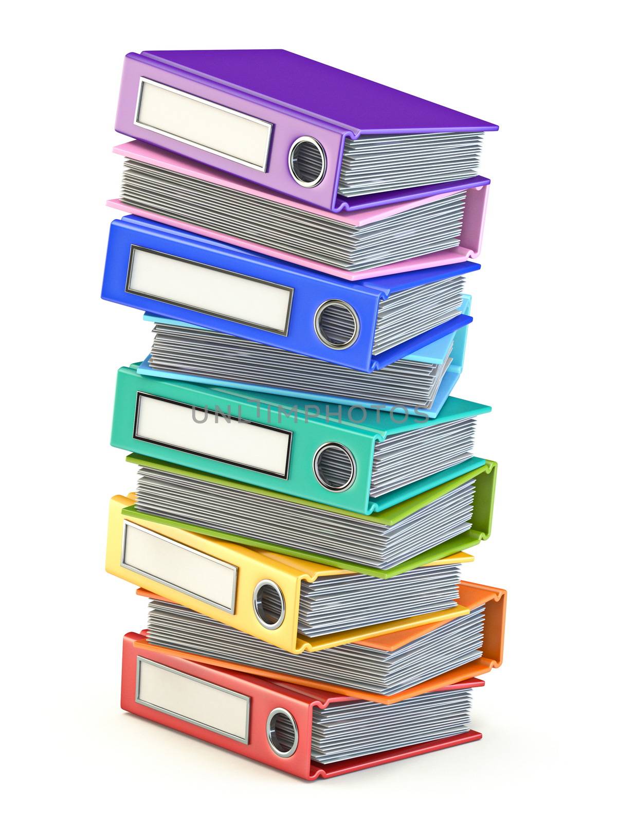 Multi colored office folders pile 3D by djmilic