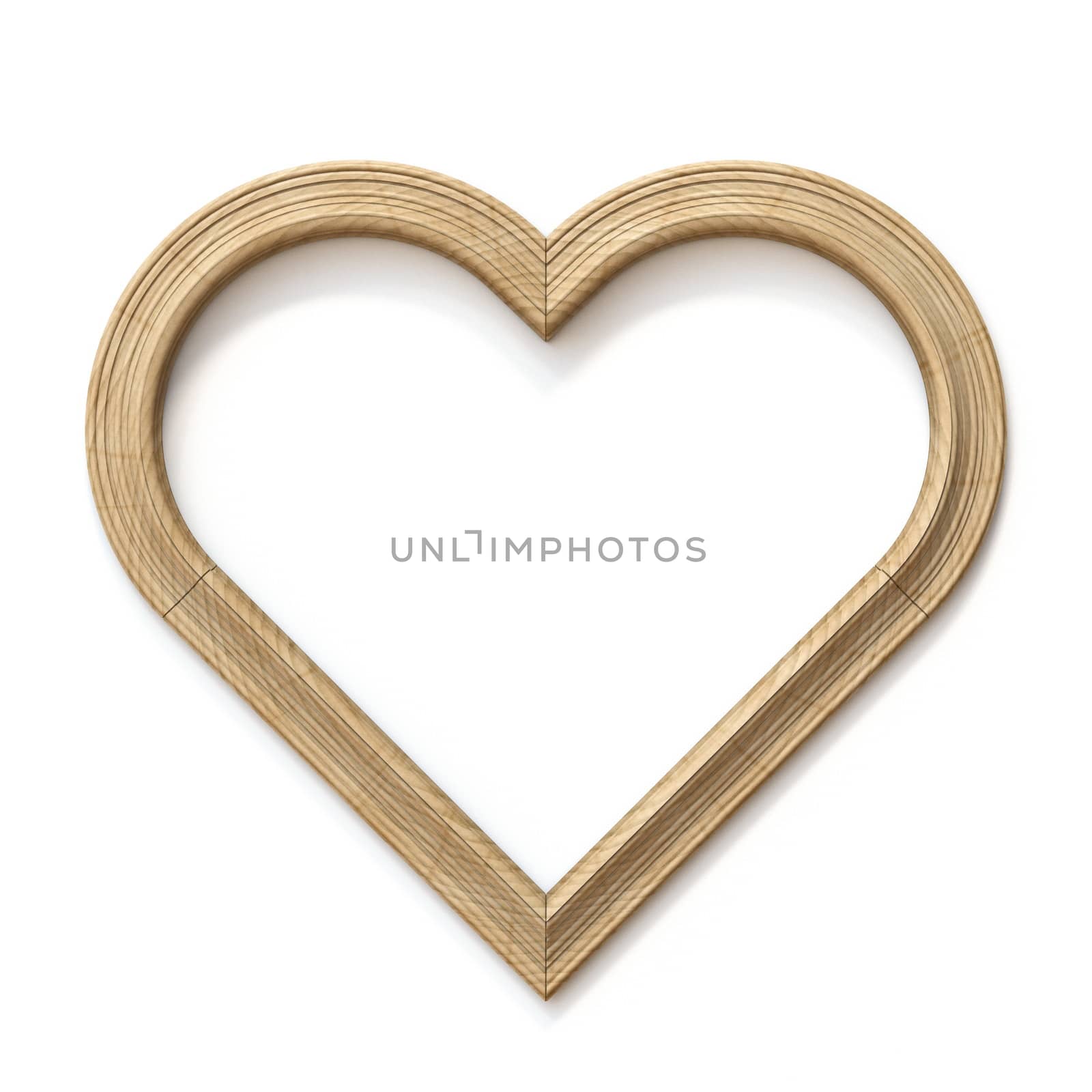 Wooden heart shaped picture frame 3D by djmilic