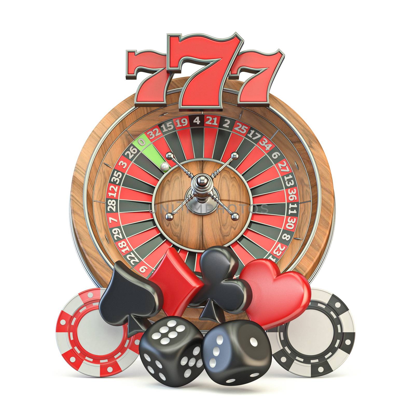 Casino concept 3D render illustration isolated on white background