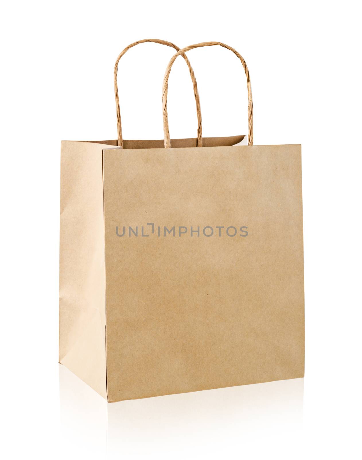 Vintage paper bag isolated on white background, Save clipping path.