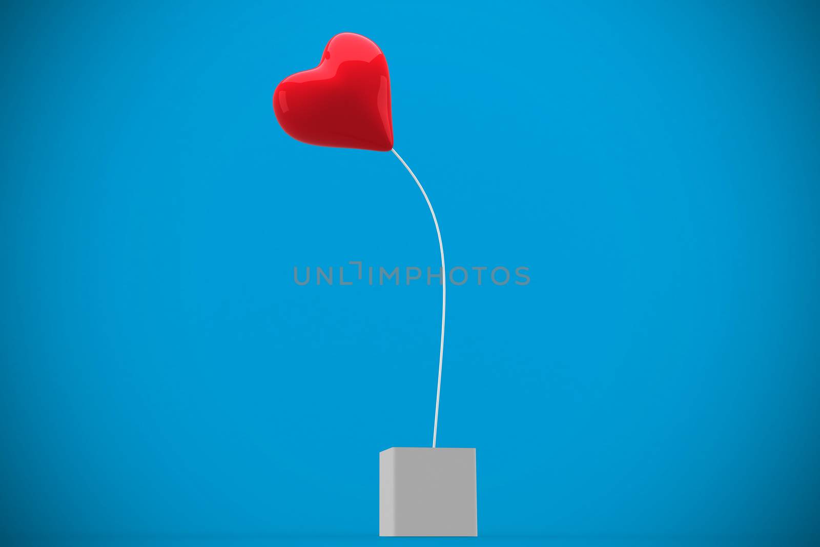Red heart against blue background with vignette