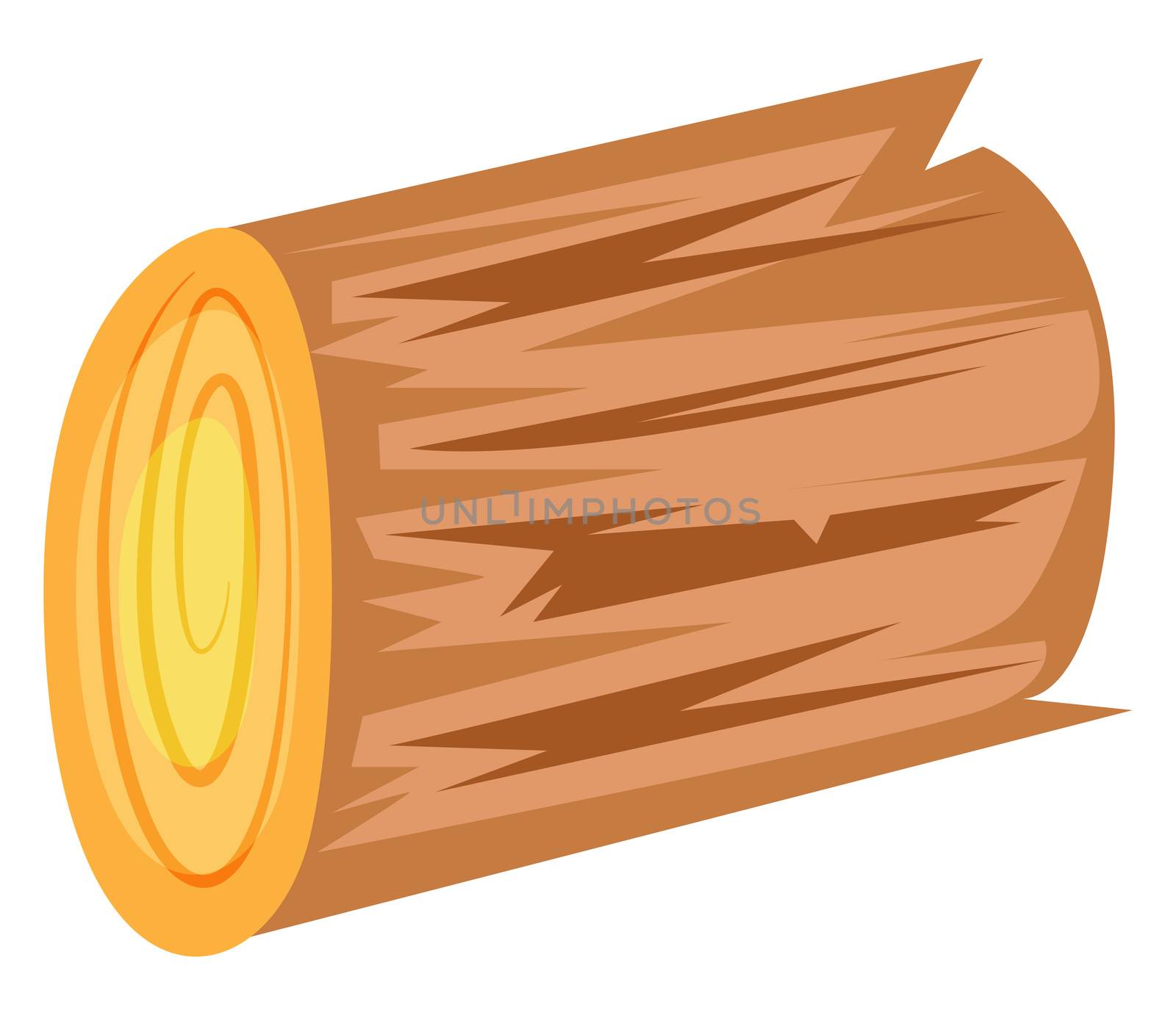 Wooden log, illustration, vector on white background by Morphart
