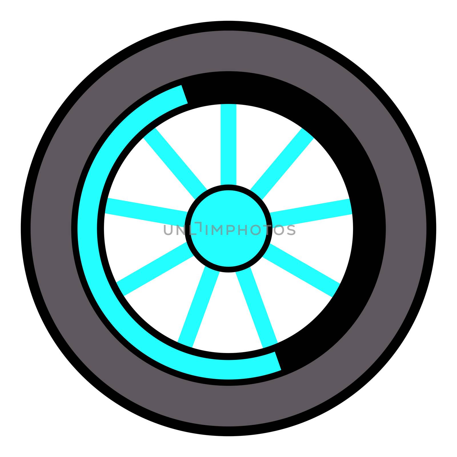 Car wheel, illustration, vector on white background by Morphart