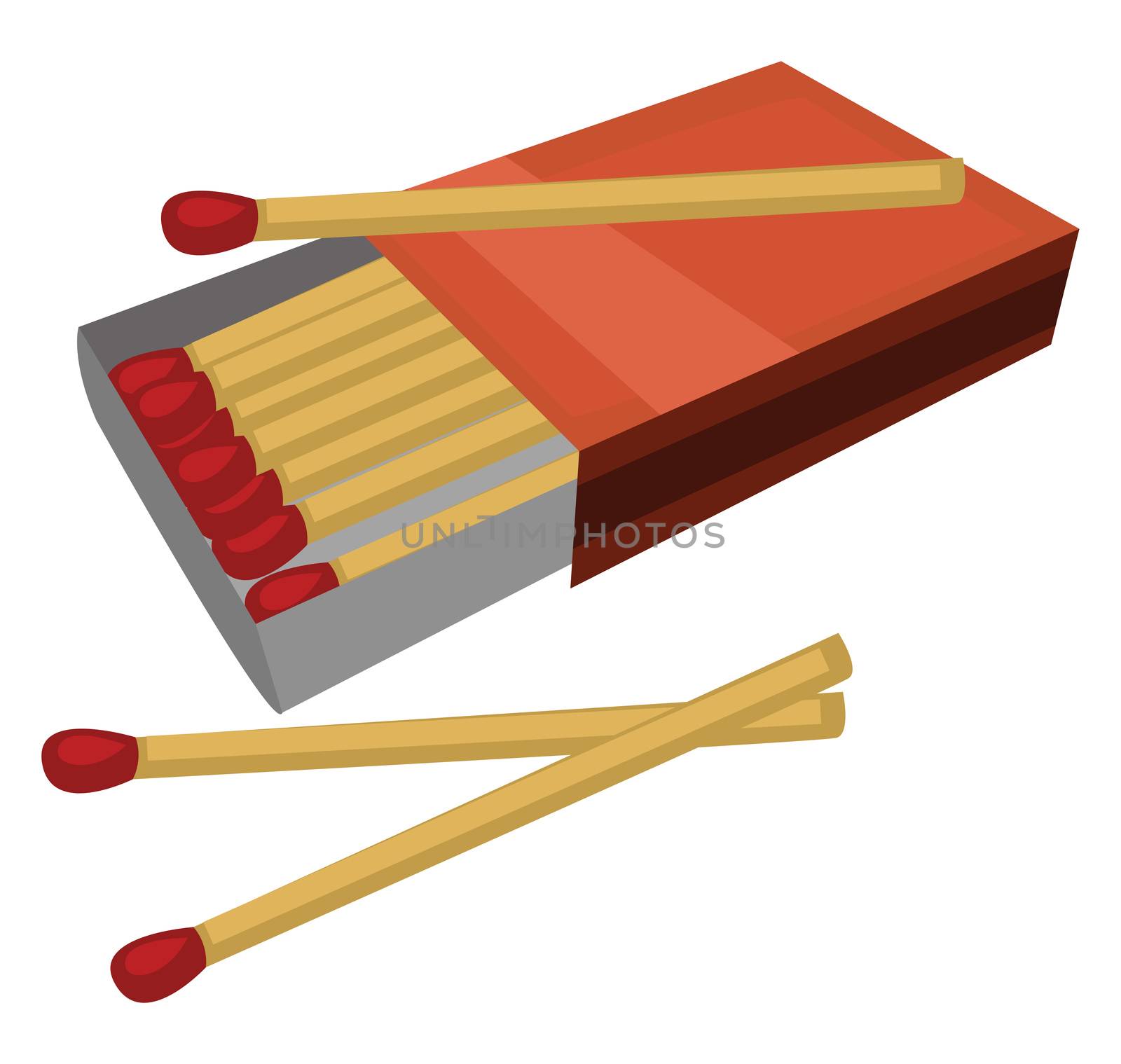Pack of matches , illustration, vector on white background by Morphart