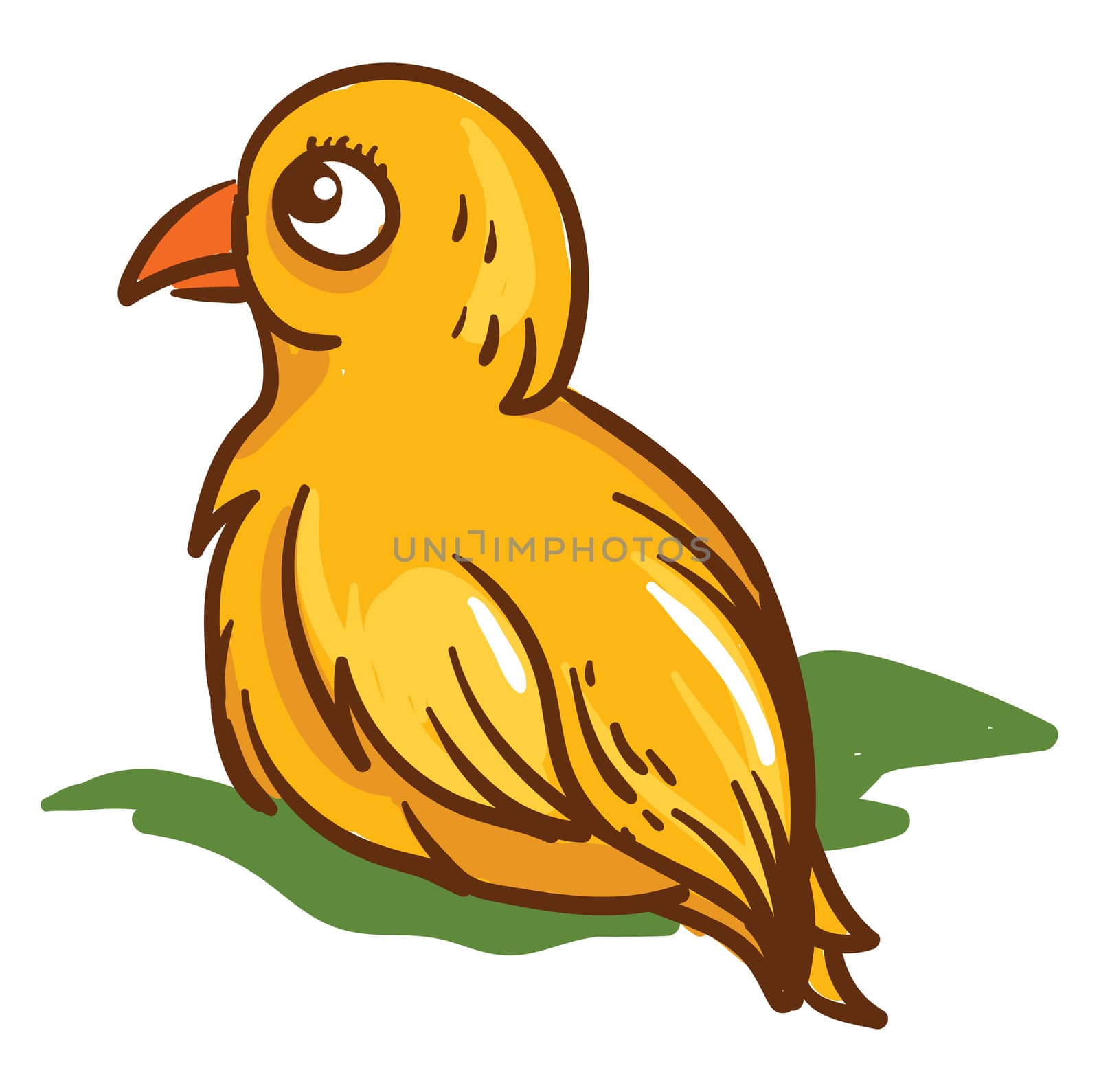 Yellow small bird , illustration, vector on white background by Morphart