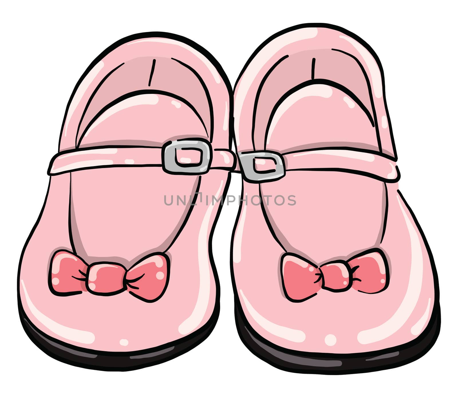 Baby pink shoes , illustration, vector on white background