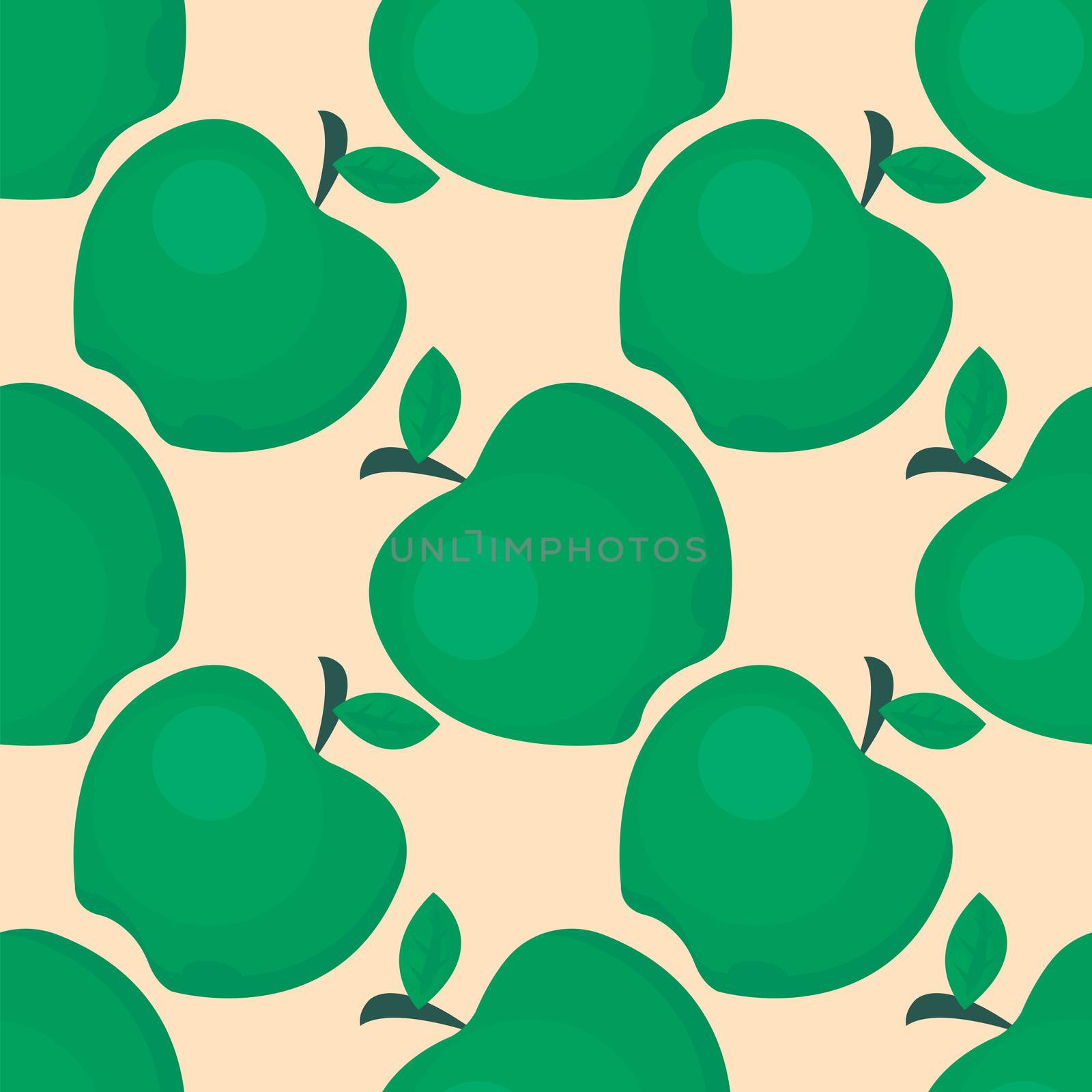 Green apple pattern , illustration, vector on white background by Morphart