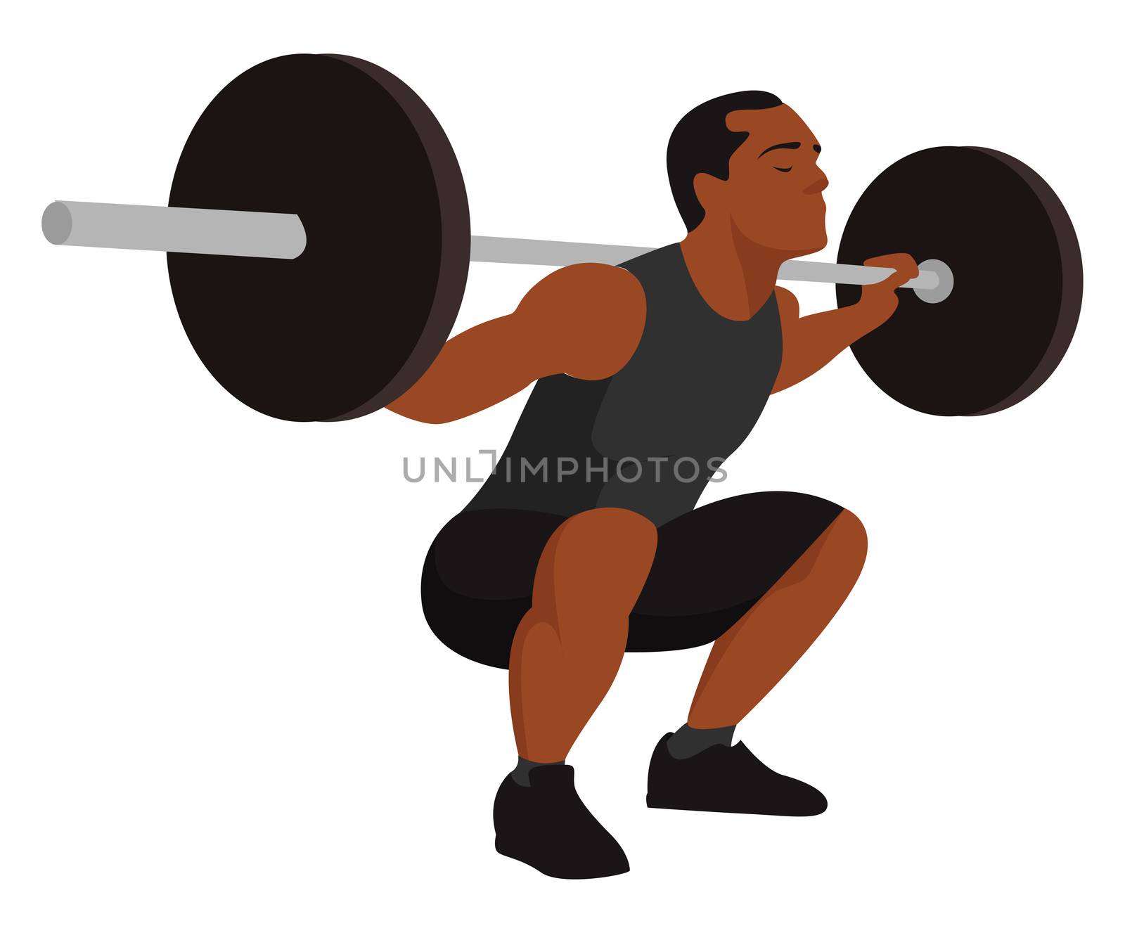 Man doing workout with barbell , illustration, vector on white background