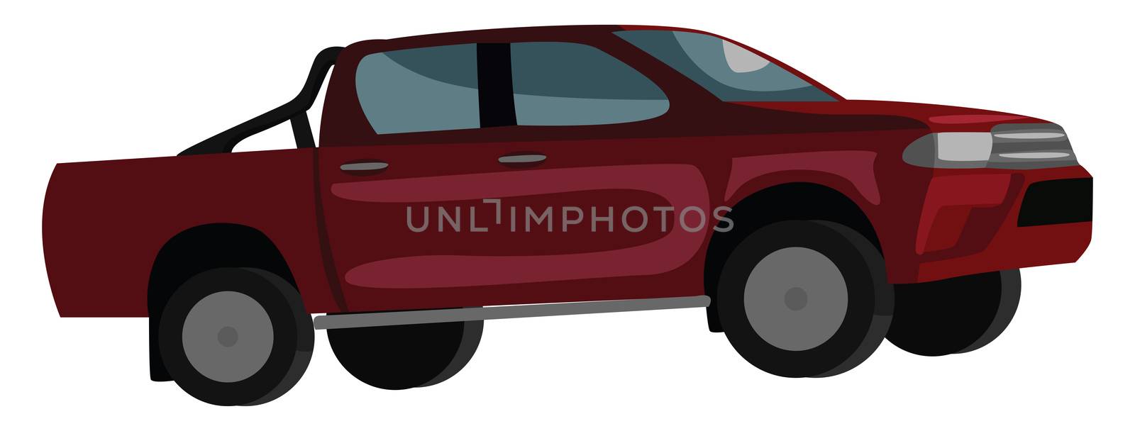 Red pickup , illustration, vector on white background by Morphart