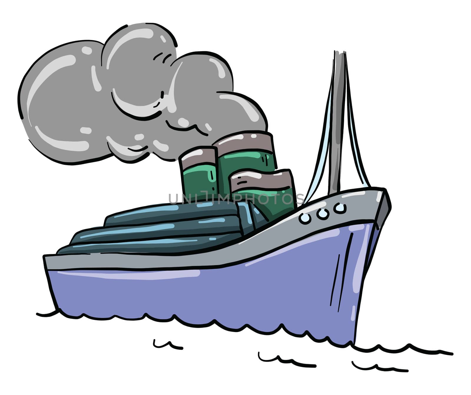 Big blue ship , illustration, vector on white background by Morphart