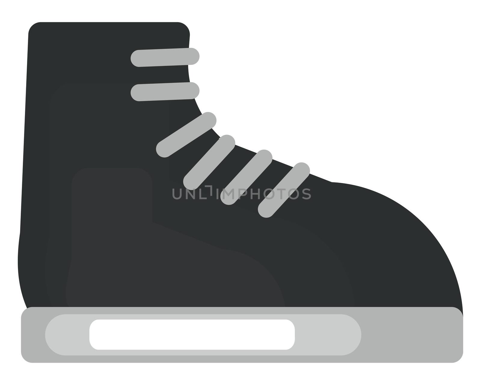 Black boot , illustration, vector on white background