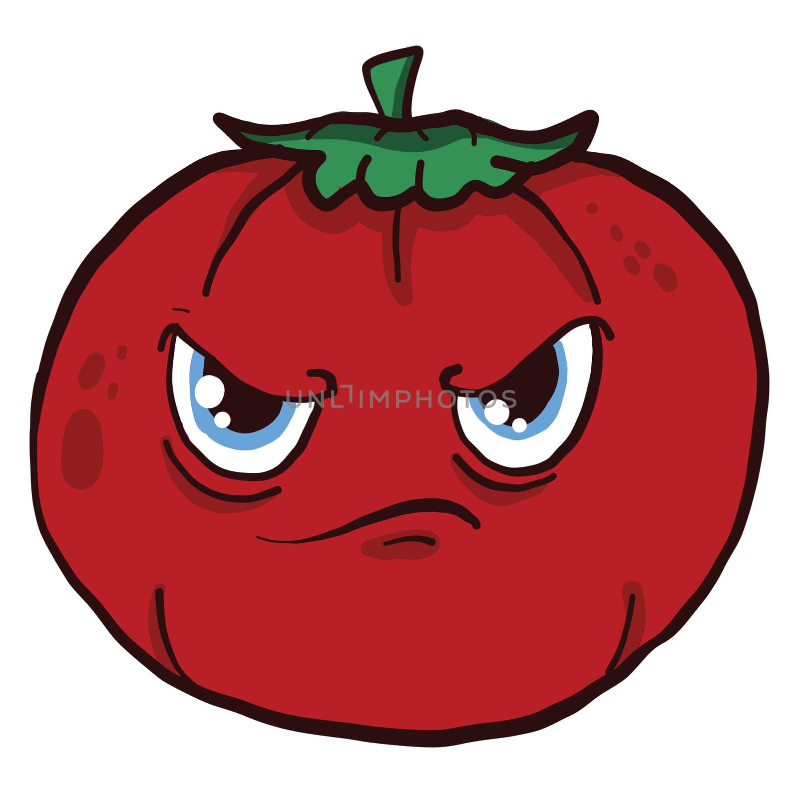 Angry tomato , illustration, vector on white background by Morphart