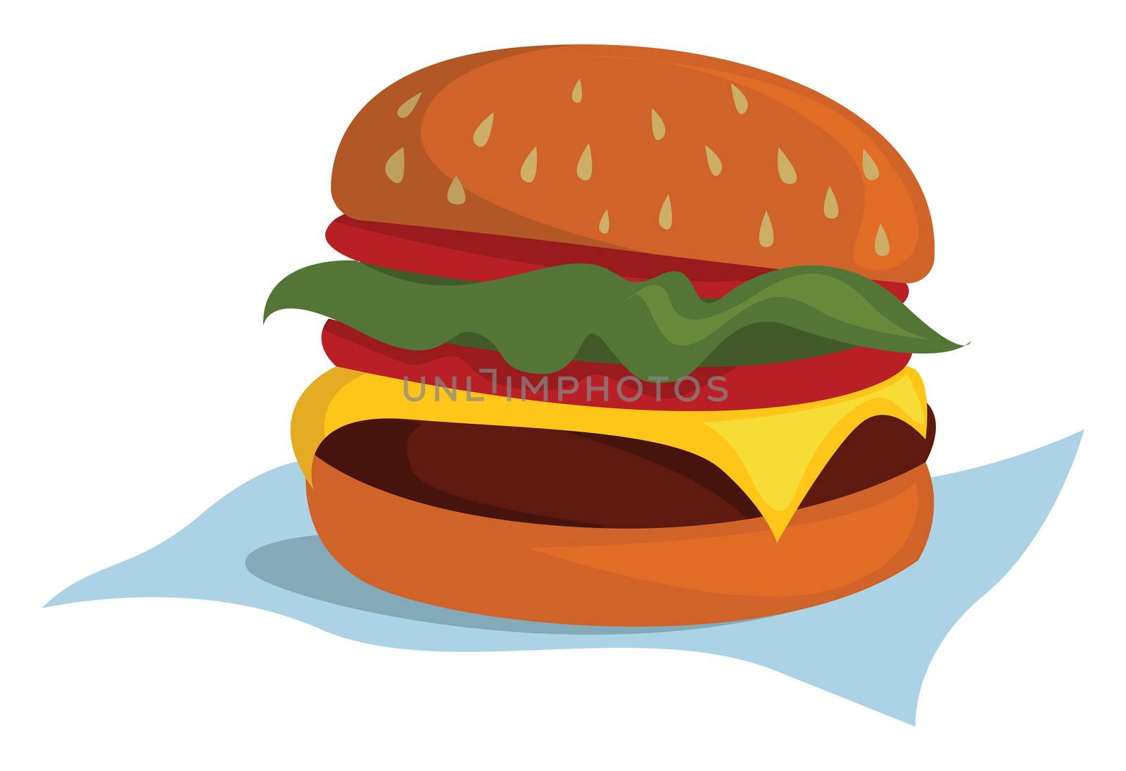 Big burger , illustration, vector on white background by Morphart