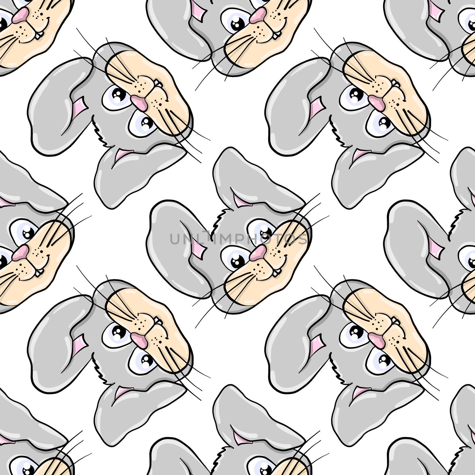 Bunny head pattern , illustration, vector on white background by Morphart