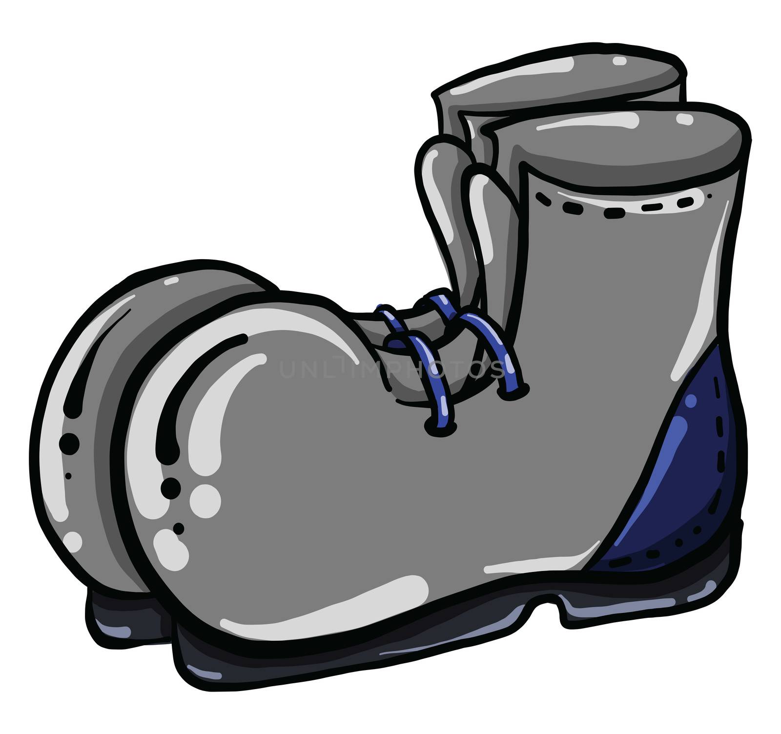 Grey boots , illustration, vector on white background by Morphart