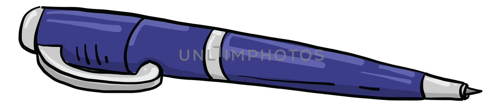Blue pen , illustration, vector on white background by Morphart