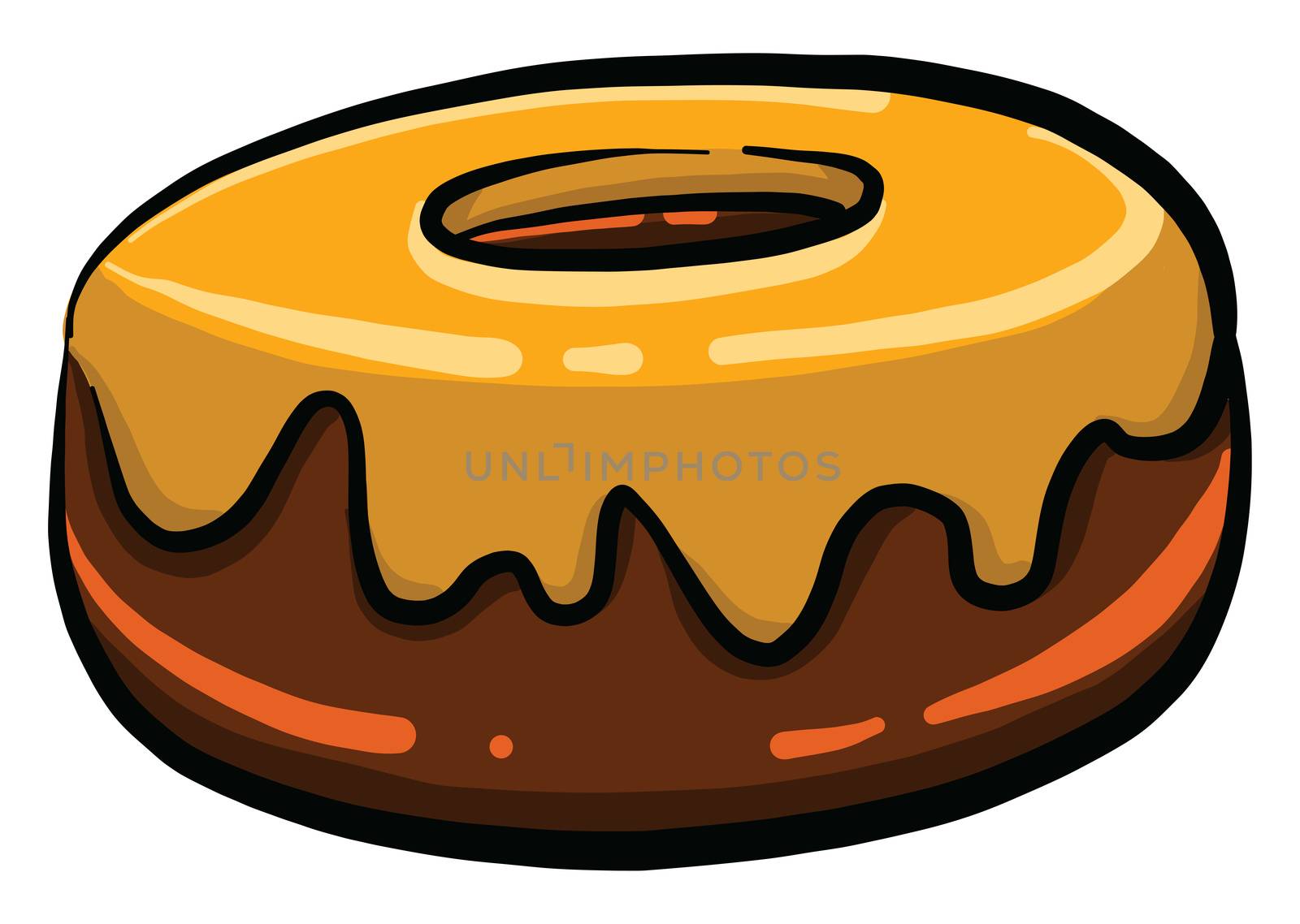 Chocolate donut , illustration, vector on white background