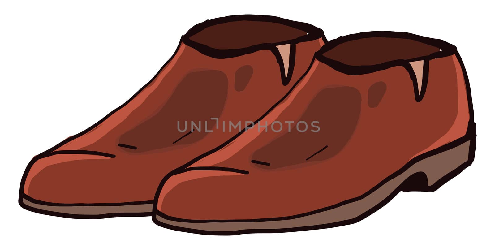 Brown man shoes , illustration, vector on white background by Morphart