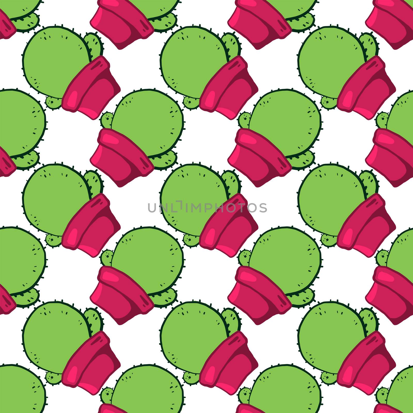 Fat cactus pattern , illustration, vector on white background by Morphart