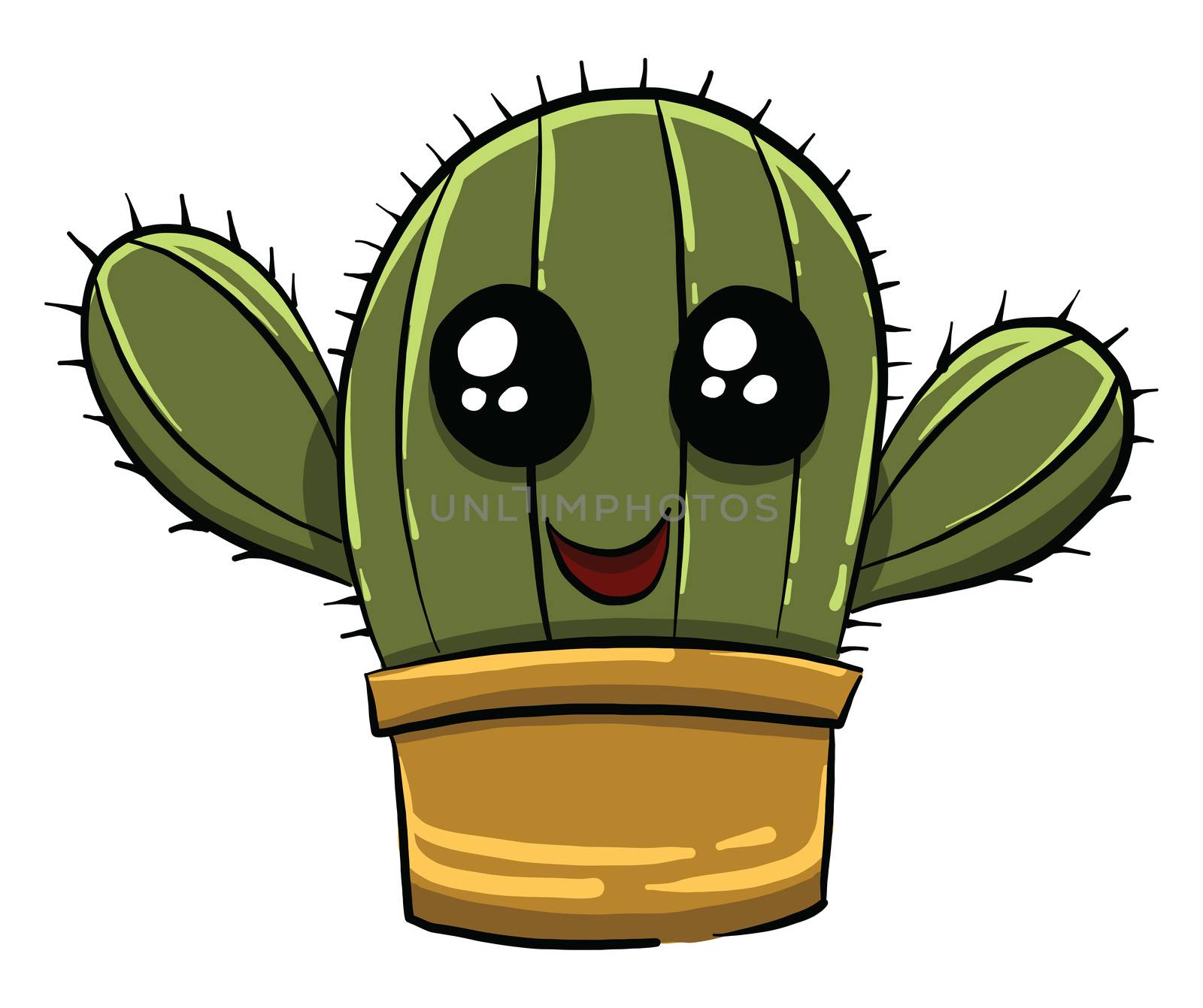 Cute happy cactus , illustration, vector on white background by Morphart