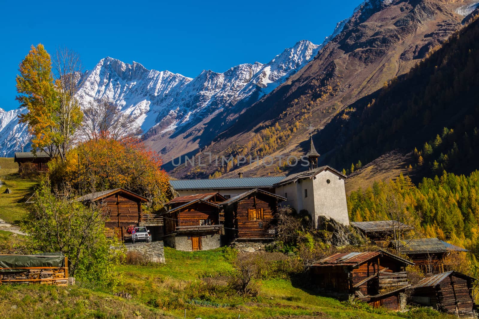 landscape of the Swiss Alps in autumn by bertrand