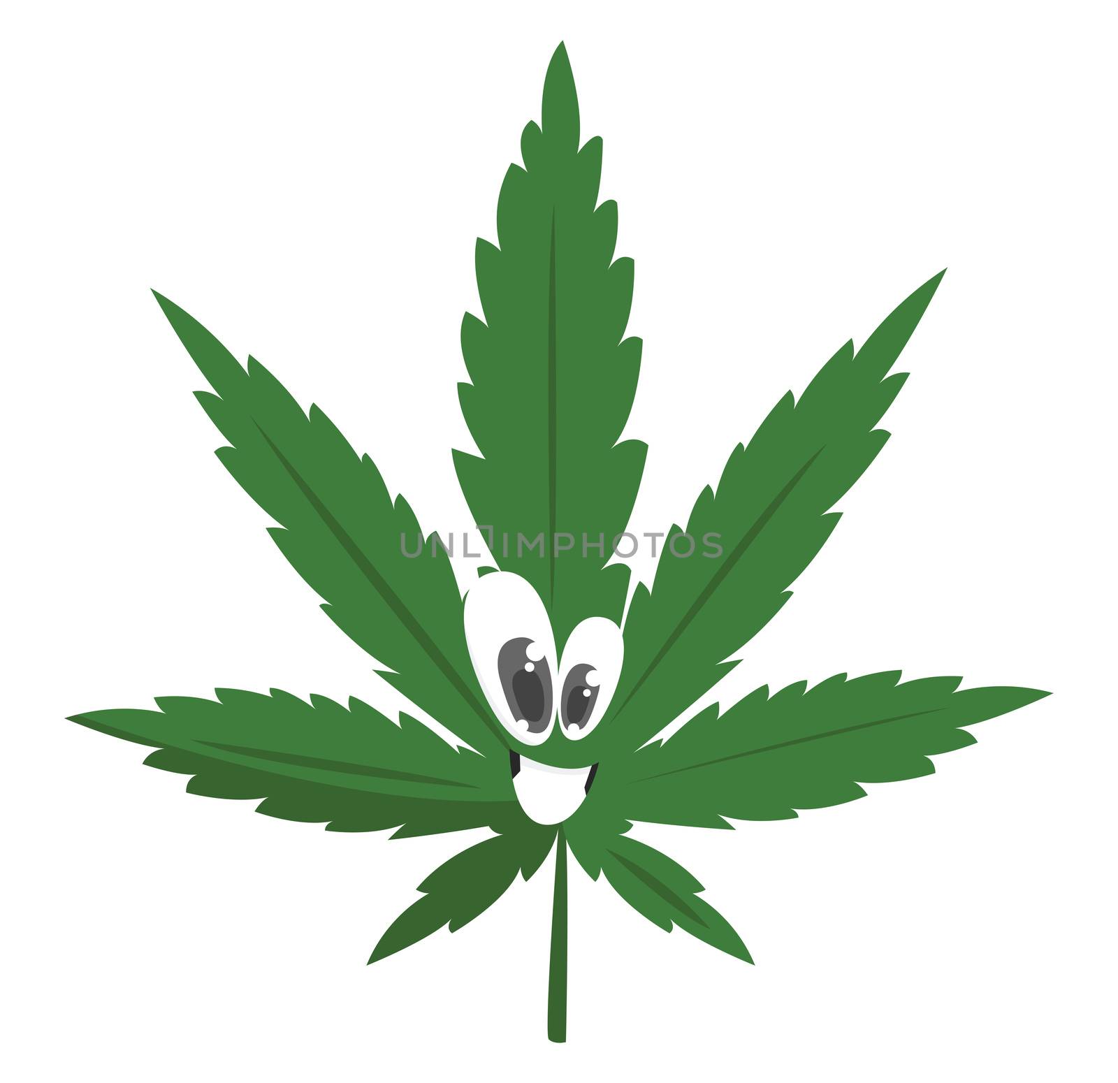 Happy cannabis , illustration, vector on white background by Morphart